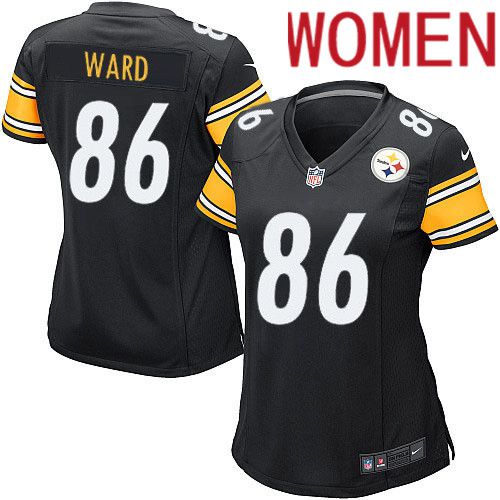 Women Pittsburgh Steelers #86 Hines Ward Nike Black Game NFL Jersey->women nfl jersey->Women Jersey